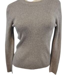 3/$25 Nine West Size M Women's Gray Silver Sparkly Crew Neck Sweater